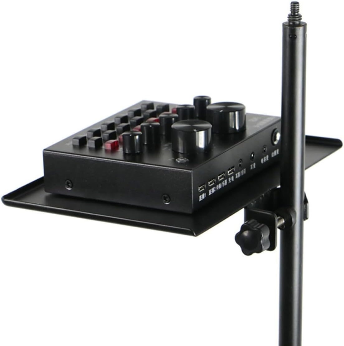 Clamp-on Microphone Tray Stand Holder for Picks and Harmonicas, Iron Sound Card Display Rack with Black Finish, for Control Room and Bar Use, Holding Small Accessories Securely