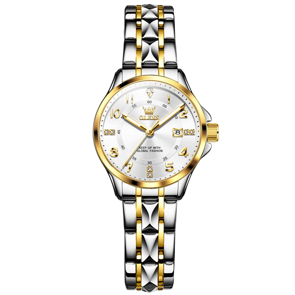 OLEVS Women's Watches Luxury Diamond Arabic Dial Wrist Watch for Women with Date Waterproof Stainless Steel Quartz Ladies Watch