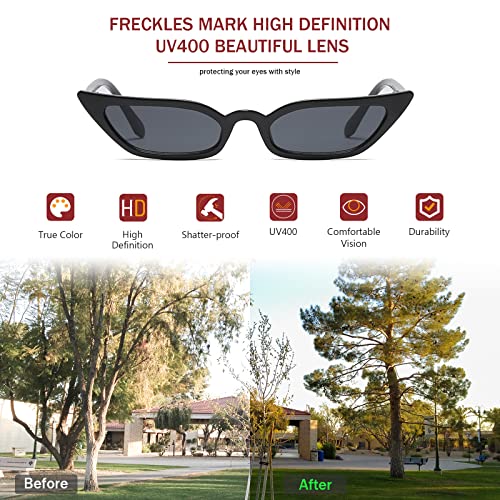 Freckles Mark 90s Vintage Retro Narrow Cat Eye Sunglasses for Women Small Fashion Sun Glasses4