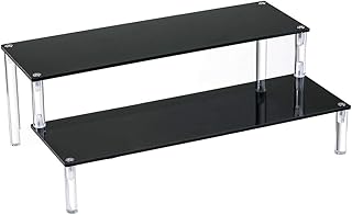 BYCY Acrylic Black 2-Tier Riser Display Shelf for Figures, Desserts Holder, Collections Organizer and Cosmetic Items Shelf (2 Tier 12