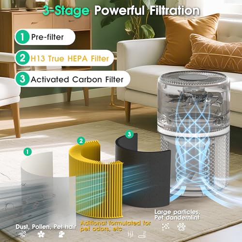 Core 300 Pet Care Replacement Filter for LEVOIT Core 300S and Core 300-P Air Purifier, 3-in-1 H13 True HEPA Filter Replacement, Compared to Part # Core 300-RF-PA,Pack of 2
