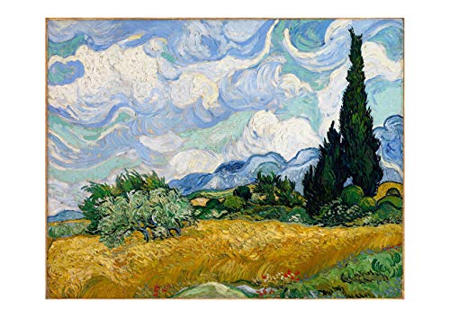 Champ de blé avec cyprès giclée Van Gogh tableau encadré mat medium