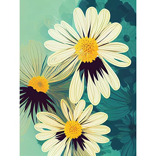 Doppelganger33 LTD Abstract Illustration Daisy Blossoms Flowers Painting Unframed Wall Art Print Poster Home Decor Premium Cover