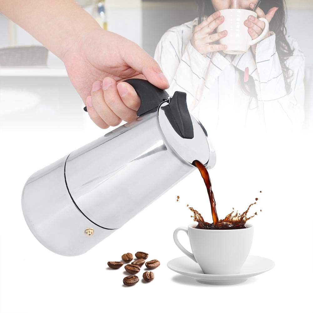 450ml cafetera Moka de Acero Inoxidable, cafetera eléctrica de 450ml, Juego de Calentador para cafetera, Enchufe de la UE 220-240V