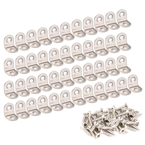 45PCS Silvery Stainless Steel Shelf Bracket,Joint Right Angle Bracket,L Corner Bracket , Heavy Duty Metal Corner Brace Shelf Supporter Aufuga,Shelves Wall Hanging Bracket with Screws(0.78x0.78x0.62)