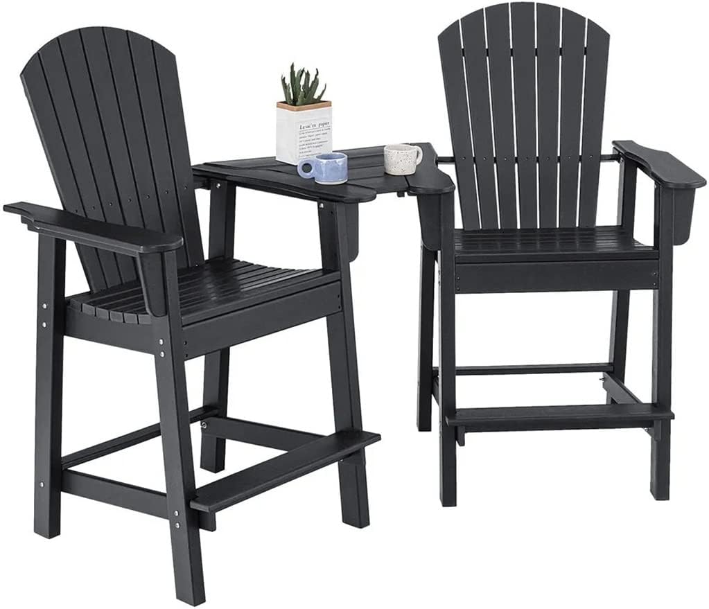 2 Piece High Chair Barstool Connecting Tray Patio Feet Black