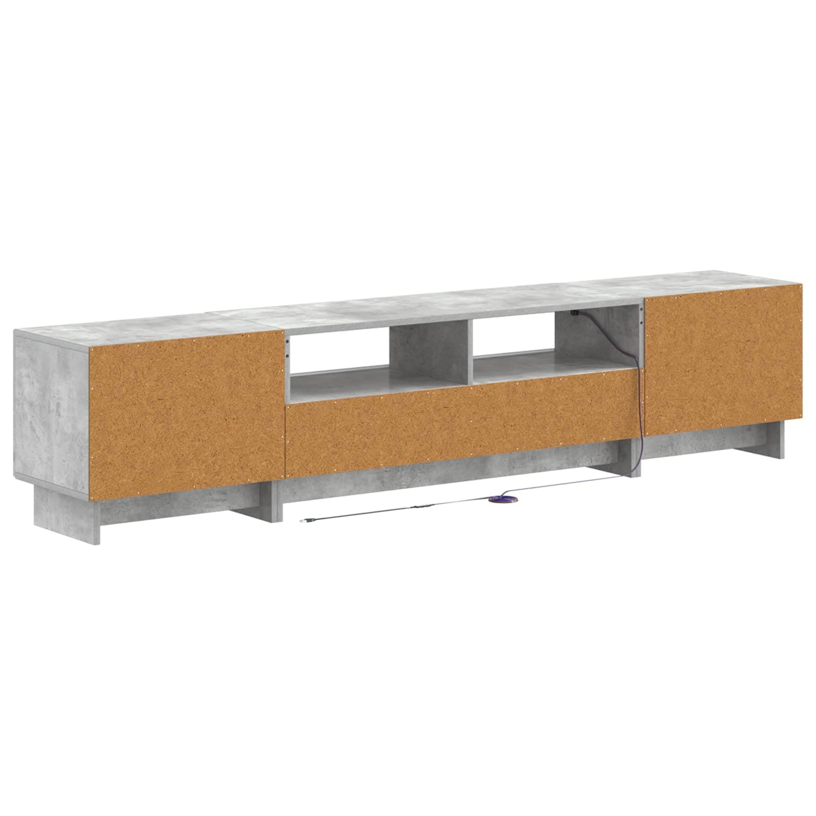 Gabinete de TV LED de 5 piezas, color gris hormigón, material de