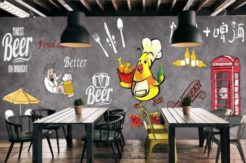 Mural de cemento retro para cafeterías y paredes temáticas de restaurantes urbanos 4