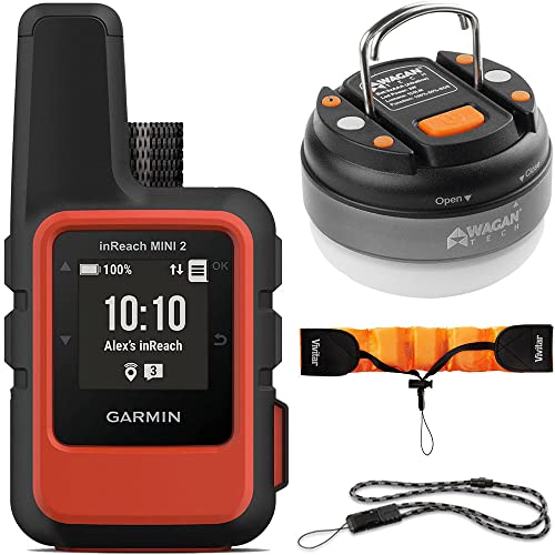 Garmin inReach Mini 2 Portable Satellite Communicator/GPS Navigator (Flame Red) Accessory | Official USA Partner Model | Bundle with LED Brite-Nite Dome Lantern Flashlight for Camping
