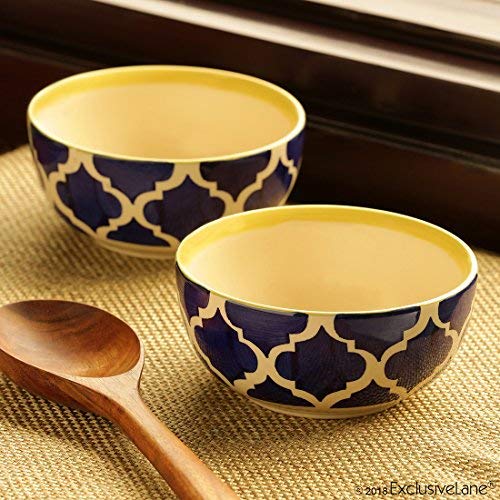 Frienemy Presents Mediterranean Bowls 'Handgemalte Snacks Getreide Rice Bowl Set Cum Esstisch Servierschüsseln (Satz Von 2) #Frienemy-125