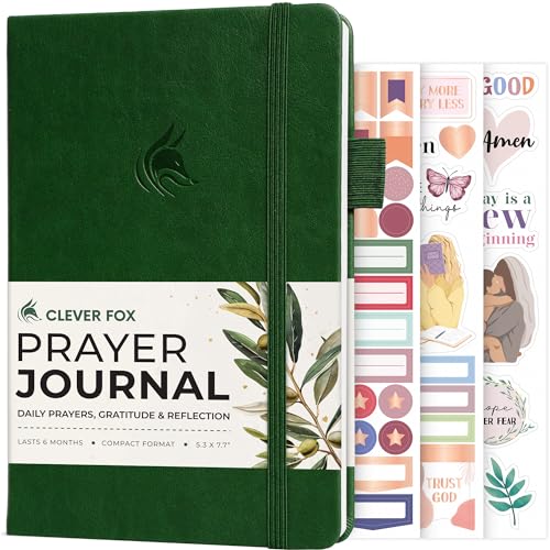 Clever Fox Prayer Journal – Daily Devotional & Gratitude Notebook – Religious Planner & Gods Book – Faith Based Gifts & Accessories (Forest Green)
