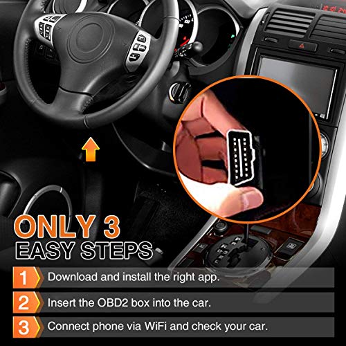 Audew Car WiFi OBD2 Scanner for iOS, Android and Windows Devices, Wireless OBDII Car Code Reader Scan Tool, Scanner Adapter Check Engine Diagnostic Tool Fit Most Vehicles