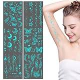Pegatinas temporales con forma de estrella temporal para maquillaje, arte corporal, decoración de brazos fluorescentes, resistente al agua, suministros para fiestas de cumpleaños, fiestas temáticas