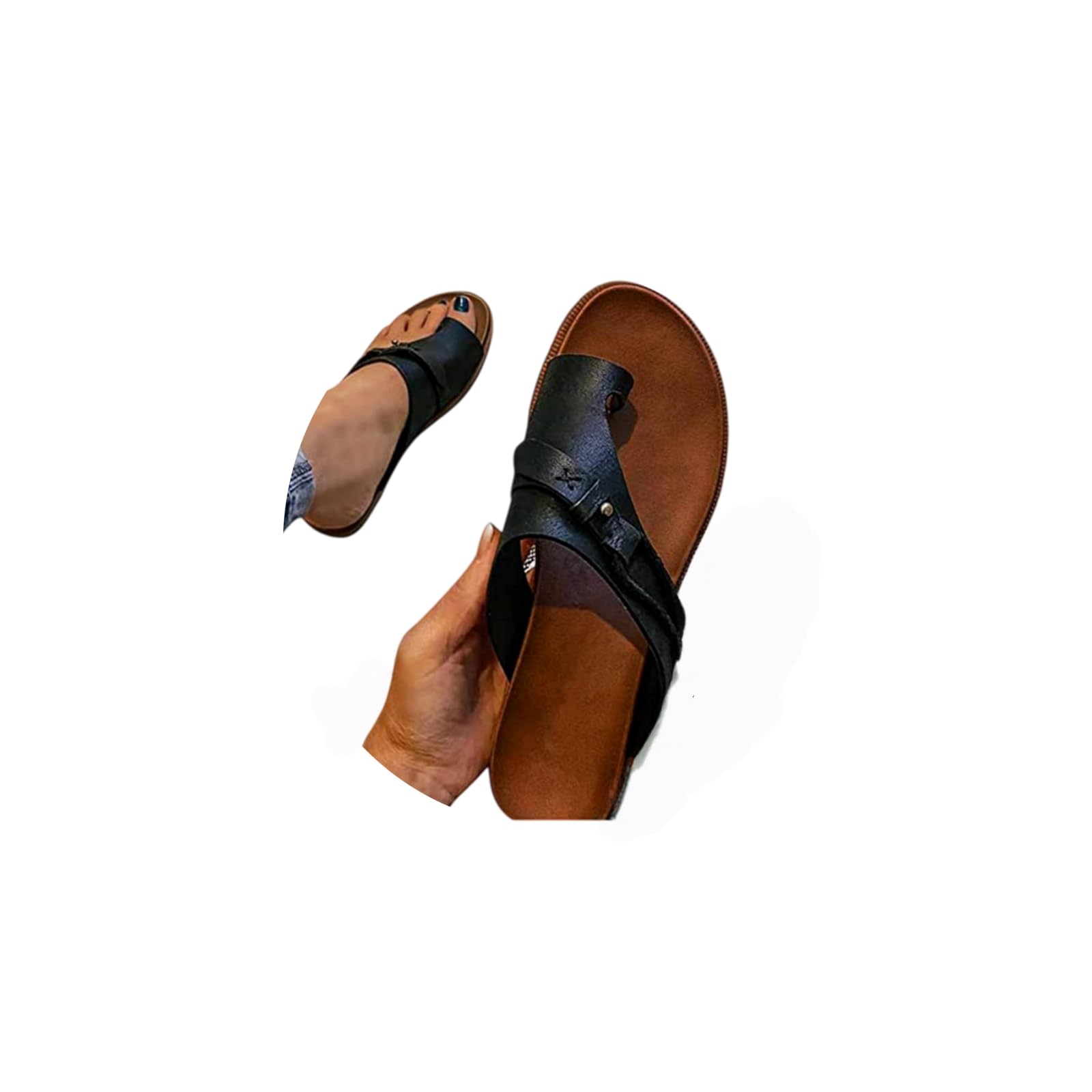 Bunion Sandals for Women Comfy Bunion Sandals for Women Corrector Shoes Breathable Casual Orthopedic Platform Solid Color Soft Sole Sandal with Support Ladies Beach Travel Flip Flops Shoes