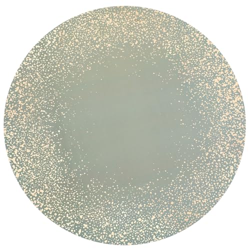 Set di 6 tovagliette rotonde luccicanti verdi salvia e oro, sottopiatti usa e getta, per matrimoni, Natale, feste, compleanni, decorazione da tavolo elegante con motivo dorato effetto glitterato