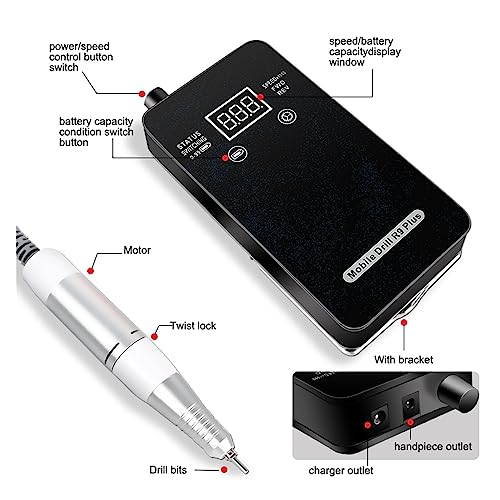 Nail-Grinding-Machine-Portable-30000RPM-Rechargeable-Nail-Drill-Machine-Nail-Sander-Set-High-Speed-Electric-Manicure-Drill-for-Sculpting-Salon-Tools-for-DIY-Home-or-Salon-Mani-Pedis