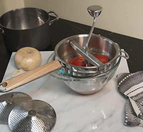 RSVP International Endurance Food Mill, Stainless Steel w/ Wood Handle | For Mashing, Straining & Grating Fruits & Vegetables | Easy to Clean | Applesauce, Tomato Sauce, Mashed Potatoes - Thumbnail 4
