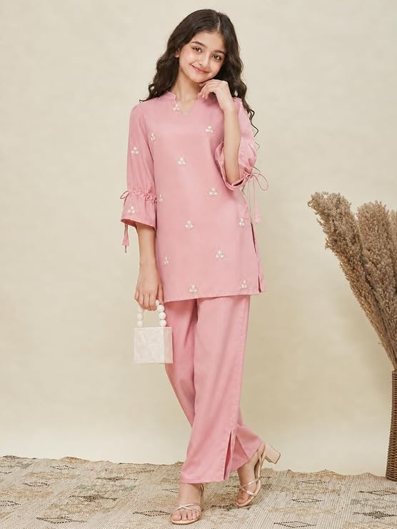 Image of RP ECOM Girls Cord Set dress for Girls | Top Kurta and Palazzo Pant Set | Ethnic & Casual Wear Outfit | Kurta Suit set for kids girls