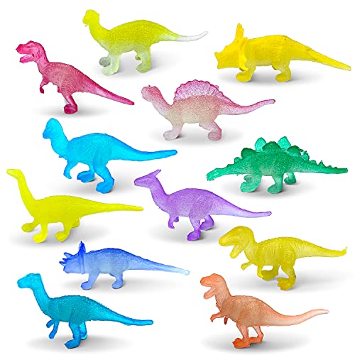 Lovesmile 36 Pièce Figurine Dinosaure, Dinosaure Jouet, Brillent dans Le Noir Figurines Dinosaures, Mini Dinosaure Enfant, 12 Styles Convient pour Les Décorations Fête Cadeaux d'anniversaire