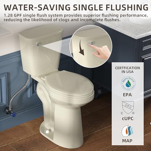 Image of SUPERFLO Tall Toilet 21 Inch Bone White, Extra Tall Toilets