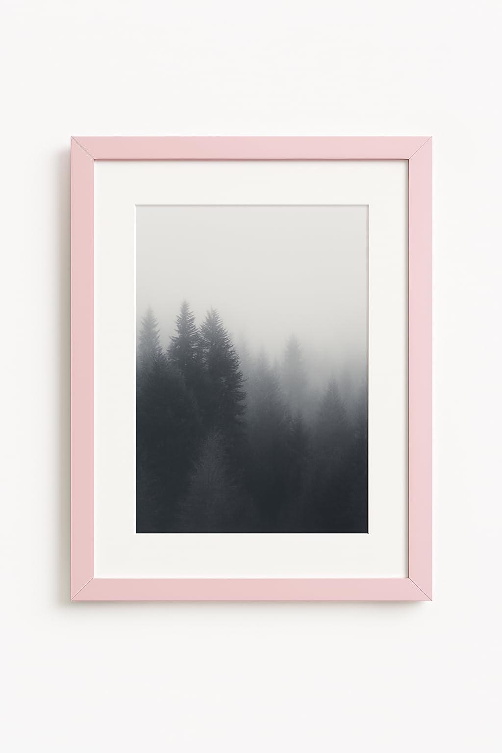 Natural Wood Photo Picture Poster Print Frame with White Mount Wall or Tabletop Display Shatterproof Styrene, Pink, A3 (11.7" x 16.5") in 16" x 20" frame — image 1
