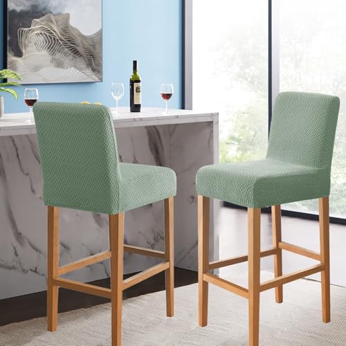 Image of FUANGUI Bar Stool Covers Set of 2, Stretch Bar Stool Seat Covers | Washable Removable Bar Chair Covers with Backs Slipcovers, Bar Chair Covers Square for Kitchen Dining Room Cafe