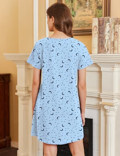 Image of Ekouaer Nightgowns for Women Cotton Sleepshirts Short Sleeve Nightshirt Tshirt Night Gown Casual Sleepdress Comfy Nightdress