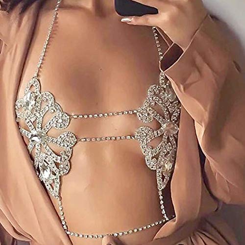 Nicute Rhinestone Body Chain Crystal Bra Bikini Chains Summer Beach Body Jewelry For Women And Girls (Silver) #TOP2