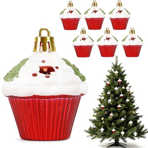 6 Stück Christbaumschmuck Cupcake Törtchen Set - Lustig Nachtisch...
