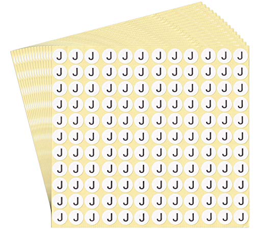 dealzEpic - Alphabet Stickers of The Letter J - Small Round Paper Self-Adhesive Peel and Stick Letter Labels - Set of 15 Sheets