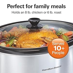 Hamilton Beach 8 Quart Programmable Slow Cooker with Three Temperature Settings, Dishwasher Safe Crock and Lid, Silver (33480) Hamilton Beach 8 Quart Programmable Slow Cooker with Three Temperature Settings Dishwasher Safe Crock and Lid Silver 33480
