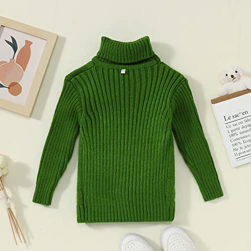 Baby Boys Girls Sweater Kids Cable Knit Turtleneck Solid Color Long Sleeve Chunky Warm Pullover Top (14, Green) #TOP2