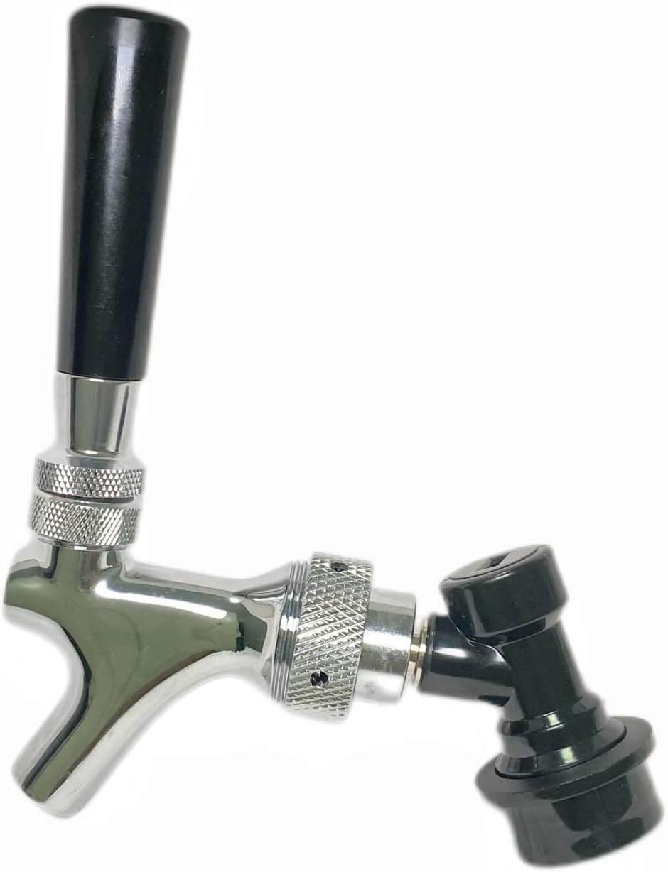 Beer Tap Adjustable Flows Chrome Draft Beer Tap G5/8 Shank Long Stem Home Brew Beer Keg Taps with Ball Lock Disconnect(Adjustment tap)