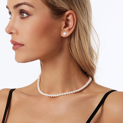 Image of Zeffy Pearl Necklace 4MM /6MM /8MM Dainty Round Imitation Pearl Choker Necklace Wedding Pearl Necklace Delicate Jewelry for Women Simple Bridesmaid Jewelry Gifts