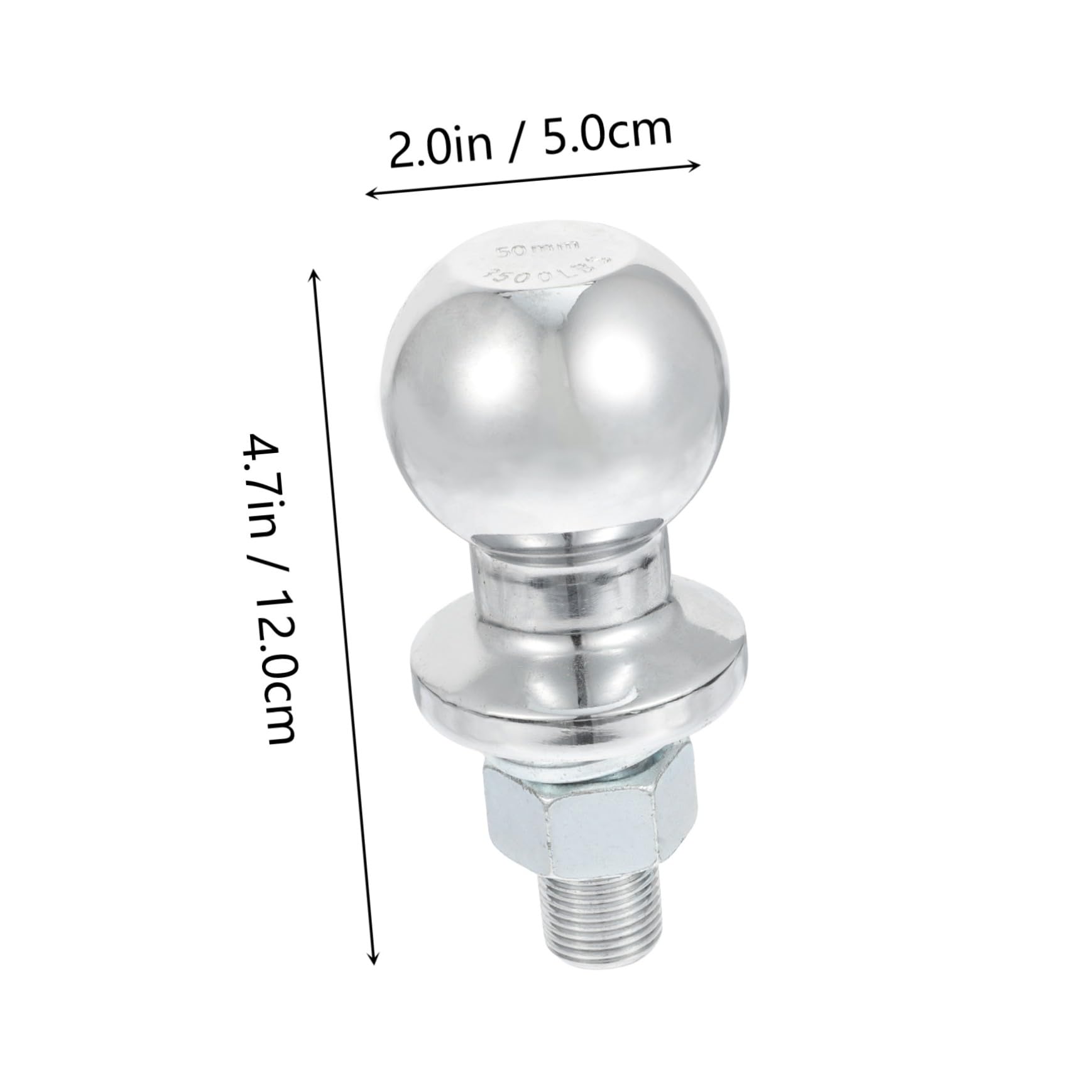 HANABASS Sfera per Gancio di Traino da 50mm Cromata Protezione dalla Ruggine e Forza di Trazione Affidabile, Accessorio Trailer per Auto per Festa Estiva e Soccorso Stradale