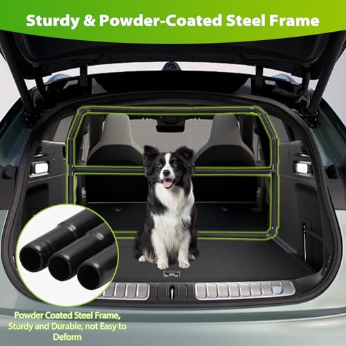 TAZZOR Universal Hundegitter für Auto Rücksitz & Kofferraum 142 cm Breit Hundenetz Auto mit Durchsichtigem Maschennetz Faltbare Schutzgitter Dog für Große SUVs Lkws und Limousinen