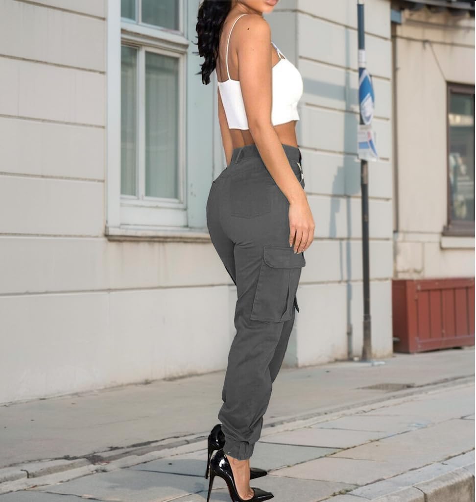 Women's Cargo Jogger Camo Pants with Pockets High Waist Slim Casual Tapered Camouflage Combat Hiking Pants - Image 4