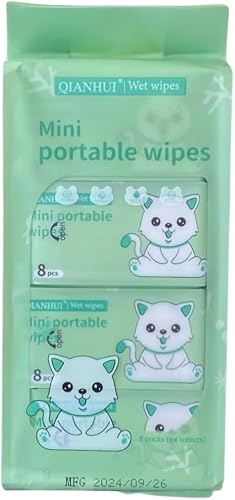 Mini Wet Wipes - Pack of 8 (Green)