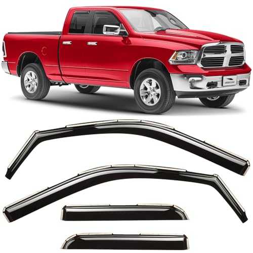 Voron Glass in-Channel Extra Durable Rain Guards for Trucks Dodge Ram 1500 2009-2018 Quad Cab, Window Deflectors, Vent Window Visors, 4Pieces - 200405 by Voron Glass - Used condition - CA$70.67