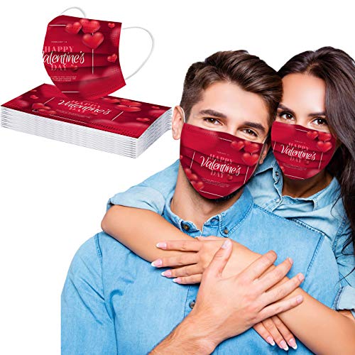 ZQP 10PCS Adult Valentine's Day Theme Disposable Face Masks Dustproof Windproof Face Bandanas_Covering_MASK for Women and Men, Fashion Multicolor Love Heart Print Three-Layer Face Scarf - Image 3