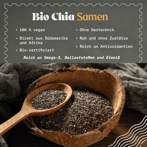 NaturaleBio Chia Samen 450g. Chia Samen Bio Unterstützt Gewichtsreduktion und Verdauung. Reich an Omega-3, Antioxidantien und Essentiellen Mineralien. Für Herz-, Knochen- und Muskelgesundheit.