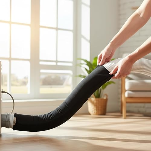 Miniatura 3 de Mobile AC+ Cubierta aislante de manguera de escape de aire acondicionado portátil, longitud de 63 pulgadas, gris oscuro, se adapta a mangueras de 5