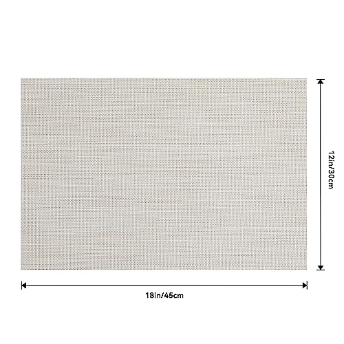 Leetaltree Beige White Placemats Set of 8 - Heat Resistant Non-Slip Place mats for Dining Table, Washable Durable PVC Vinyl Woven Table Mats(Beige White, 8) by Leetaltree - Used condition - US$21.91
