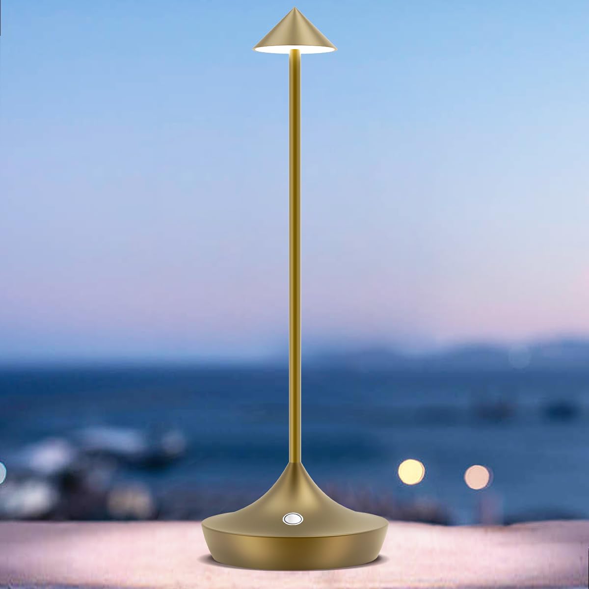 bravzurg LED Tischlampe Kabellos Akku, Tischleuchte Kabellose 6000mAh, Aluminium, Modern, Dimmbar, Wasserdicht, Tischlampen Aufladbar USB für Nachttisch Outdoor Restaurant Wohnzimmer – Bronze