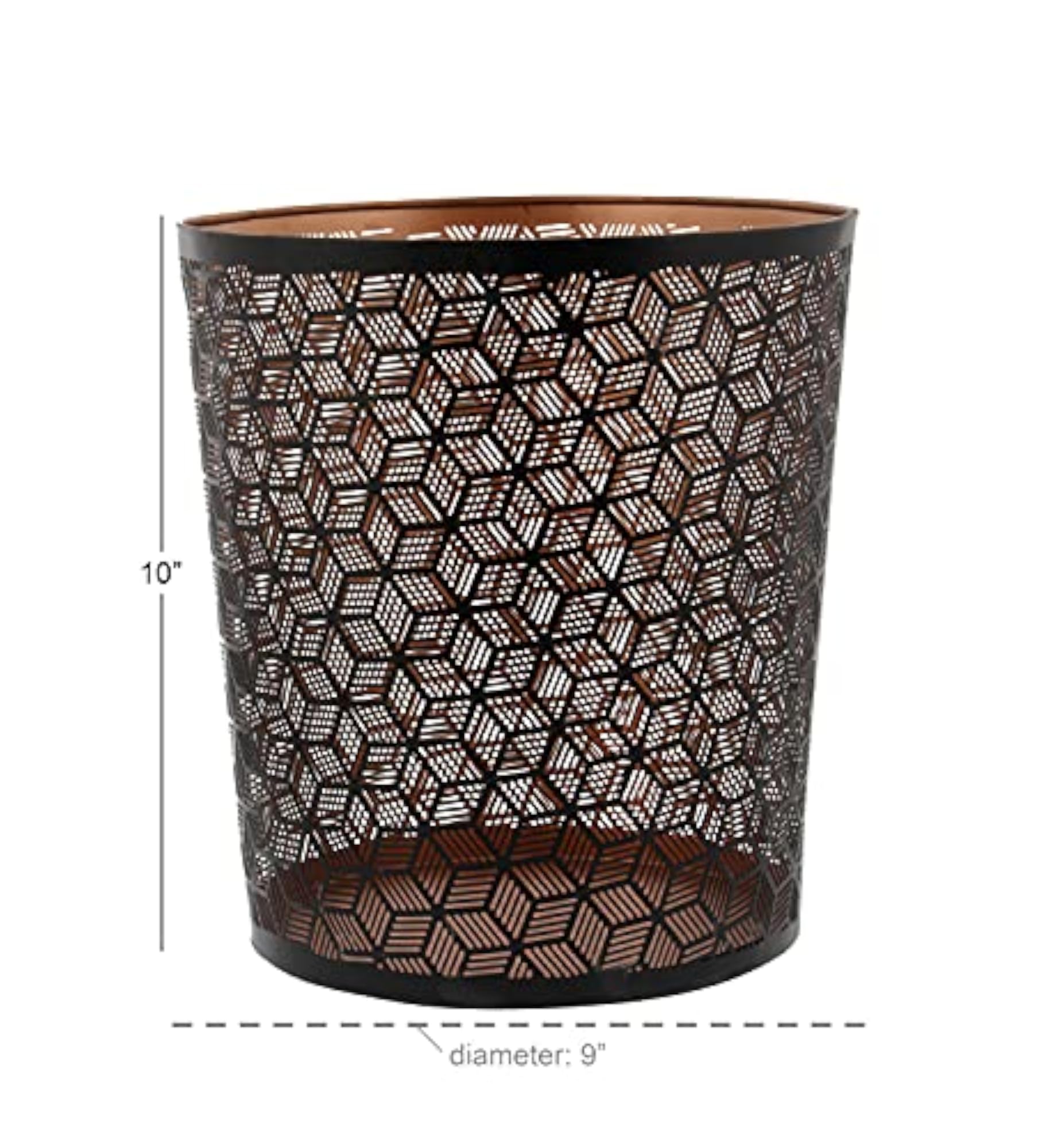Geometric-Patterned Iron Cylindrical Waste Can