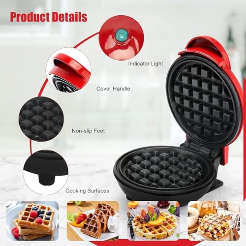 Image of Mini Waffle Maker Machine 3 In 1 Waffle Iron Home Appliances Kitchen Easy To Clean, 4 Inch, Perfect For Breakfast,Dessert, Sandwich, Pan Cakes, Other Snacks|Assorted - 350 Watts (Mini Waffle Maker)