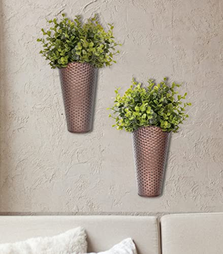 Monarch Abode 20611 Copper Finish Hand Hammered Metal Wall Planter #TOP7