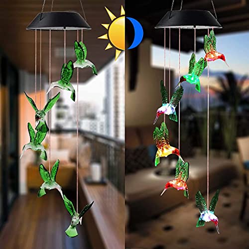 BrightDaily Sino de vento solar que muda de cor e luzes de LED solares novo sino de vento verde à pr