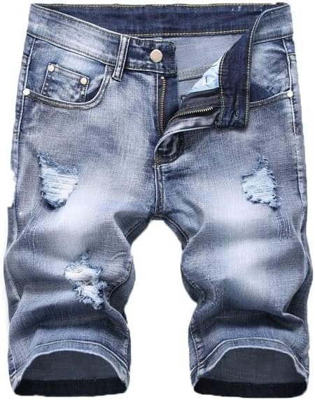 YILDEXYILDEX Men's Denim Shorts, Summer Stretch Short Menswear Jeans Casual Fit Large Denim Shorts Men's Clothing (Size : 38)