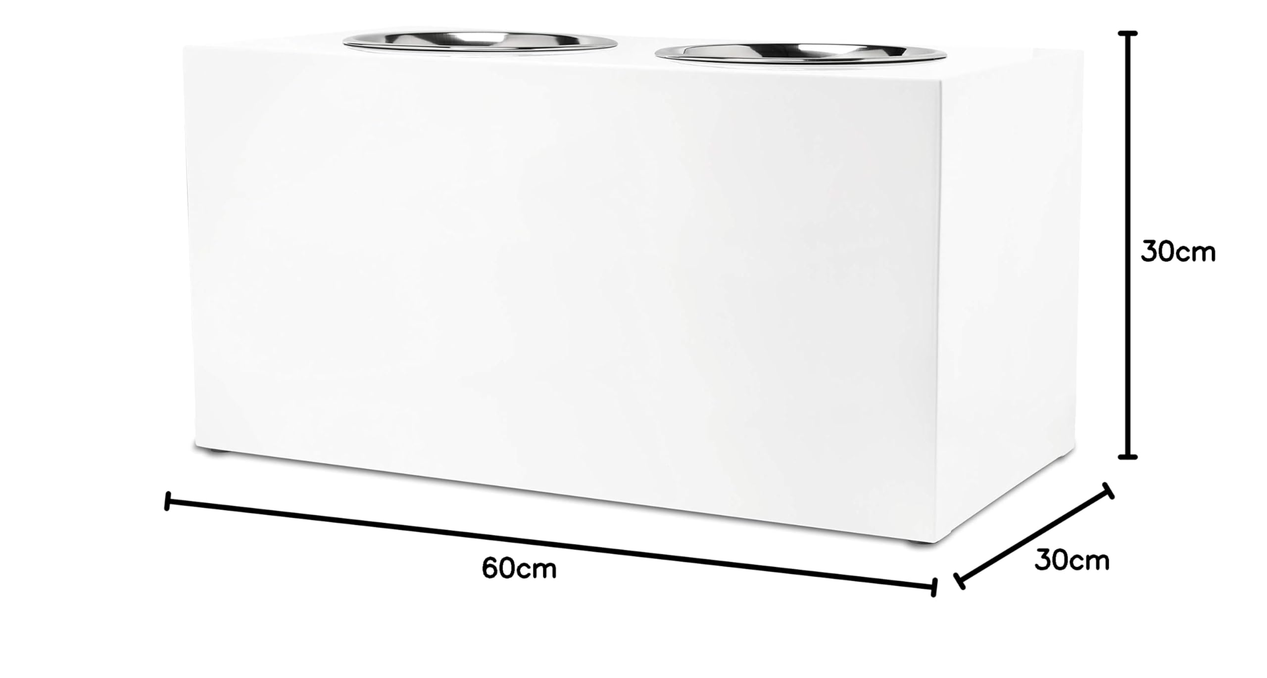 Elegante comedero de metal – Comedero con 2 cuencos de 1800 ml para perros (L)